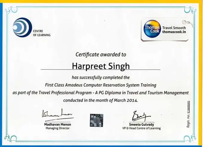 Amadeus GDS – PG Diploma in Travel & Tourism – Thomas Cook Centre of Learning